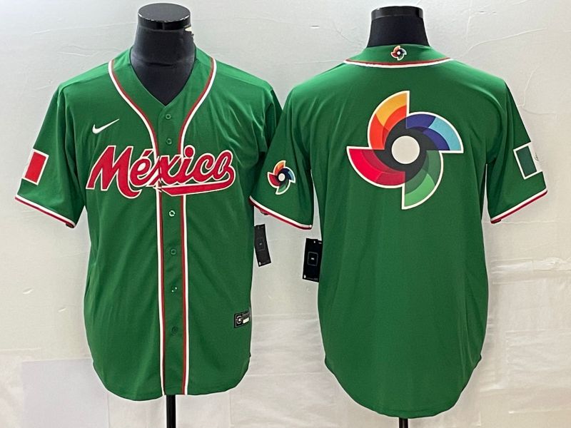 Men 2023 World Cub Mexico Blank Green Nike MLB Jersey14->more jerseys->MLB Jersey